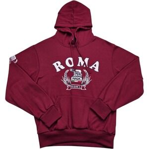 Roma Italy SPQR Graphic Hoodie Maroon Burgundy Pullover Sweatshirt Mens Medium